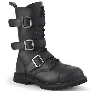 NEW men’s 8/women’s 10 Demonia RIOT-12BK Steel toe faux leather combat boots